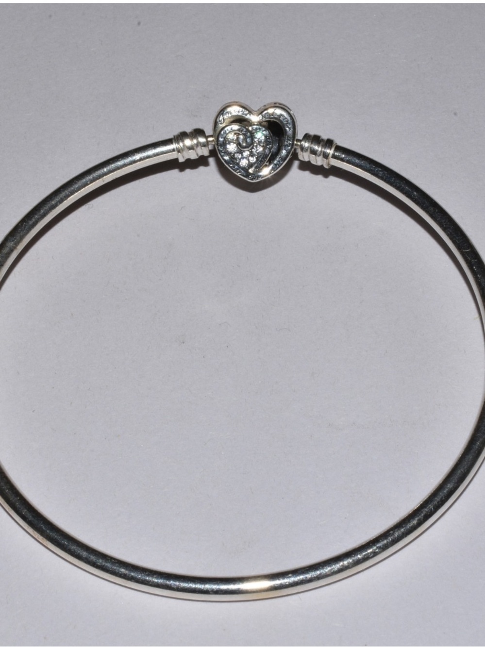 Pandora Moments Entwined Infinite Hearts Clasp Bangle Bracelet Silver